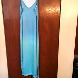 Full length silky dress w/ spaghetti straps